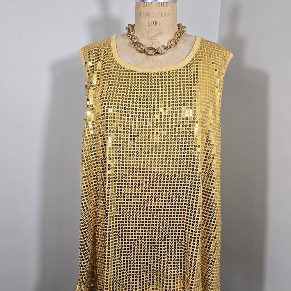 Denim 24/7 gold sequin sleeveless top size 4X